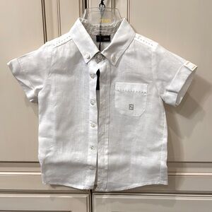 Fendi 100% Linen Toddler White Short Sleeve Shirt